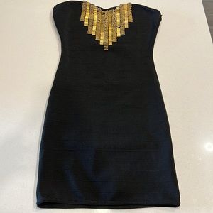 2B bebe black dress with gold accents
